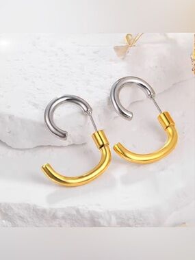Front Back Earrings Two Tone Gold Silver Demarson Luna Mini STYLE AP30